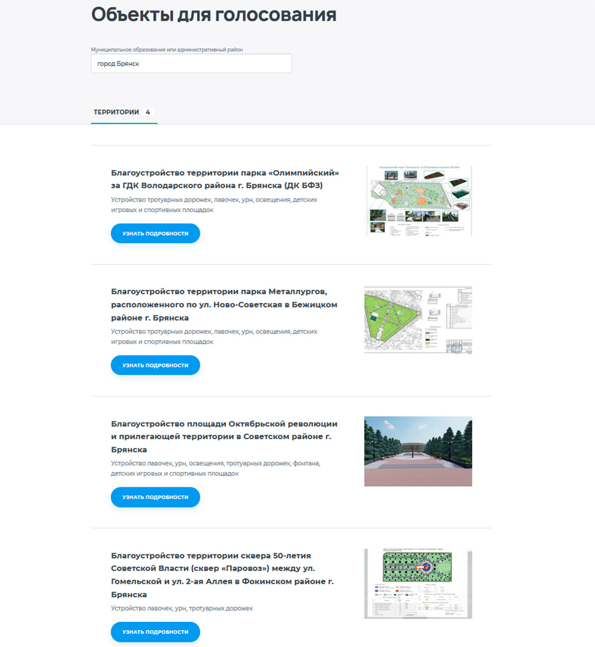 Продолжается голосование за общественные территории - Брянская городская  администрация